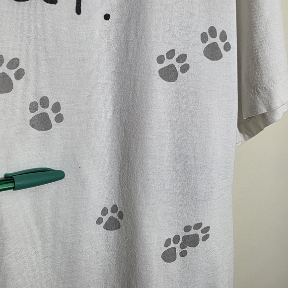Vintage Hallmark Single Stitch White Tee I Love My Cat Paw Prints Womans Sz XL - Picture 11 of 11